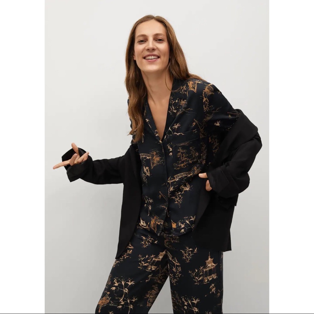 Mango Oriental Print Blouse